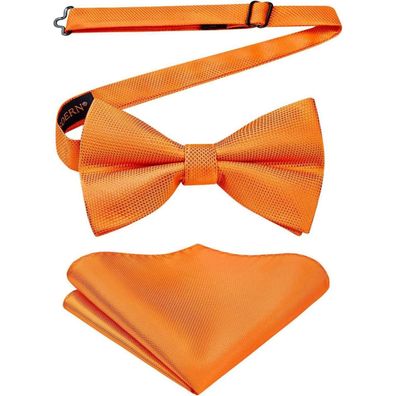 Hisdern Herren Fliege mit Einstecktuch Set - Einfarbig, Verstellbar, für