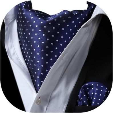 Hisdern Krawattenschal Set Herren: Paisley Ascot Krawatte und Einstecktuch