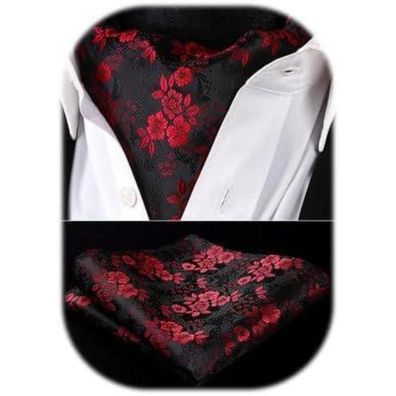 Hisdern Krawattenschal Herren Set: Ascot Krawatte & Einstecktuch