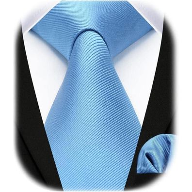 Enlision Krawatten-Set Herren Hellblau - Krawatte und Einstecktuch für Hochzeit