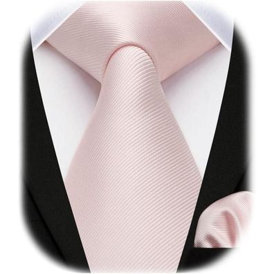Enlision Krawatten-Set für Herren: Solide Krawatte und Einstecktuch in Rosa