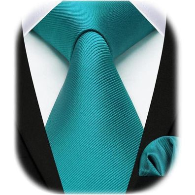 Enlision Krawatten-Set Herren: Solide Krawatte und Einstecktuch, einfarbig
