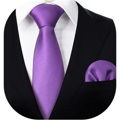 Enlision Herren Krawatten und Einstecktuch Set - Solide einfarbig für Hochzeit
