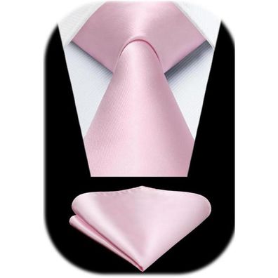 Hisdern Herren Krawatte & Einstecktuch Set - Einfarbig für Hochzeit, Party