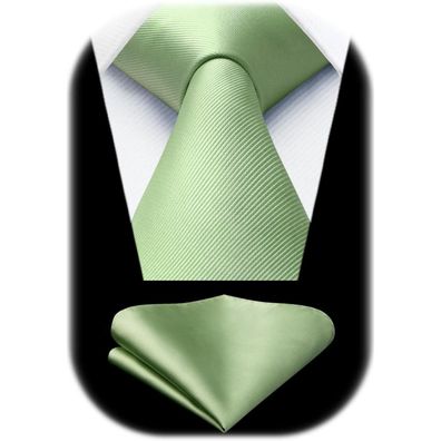 Enlision Herren Krawatten- und Einstecktuch-Set, solide Salbeigrün, perfekt für