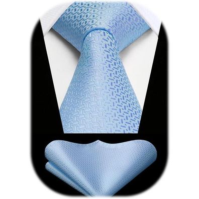 Hisdern Herren Krawatte & Einstecktuch Set - Einfarbig für Hochzeit, Party
