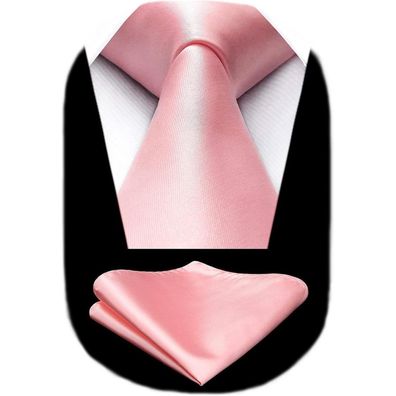 Hisdern Herren Krawatte und Einstecktuch Set - Einfarbig für Hochzeit, Party