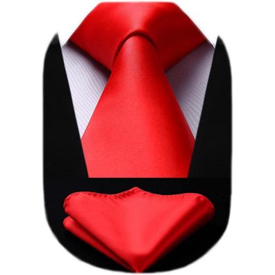 Hisdern Herren Krawatte & Einstecktuch Set - Elegantes Accessoire für Hochzeit