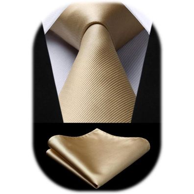 Hisdern Herren Krawatte & Einstecktuch Set - Einfarbig, für Hochzeit, Party