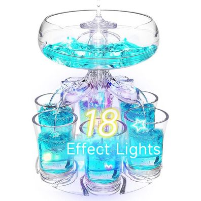 Schnapsspender mit 6 Gläsern und 18 LED-Effektlichtern - Perfekt für Partys und