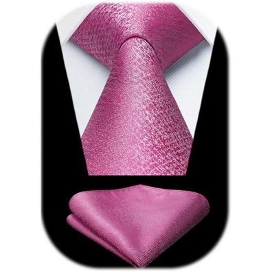 Hisdern Herren Krawatte & Einstecktuch Set - Elegante einfarbige Krawatte für