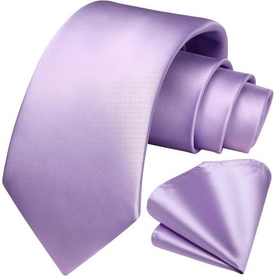 Hisdern Herren Krawatte und Einstecktuch Set, Einfarbig, für Hochzeit & Party