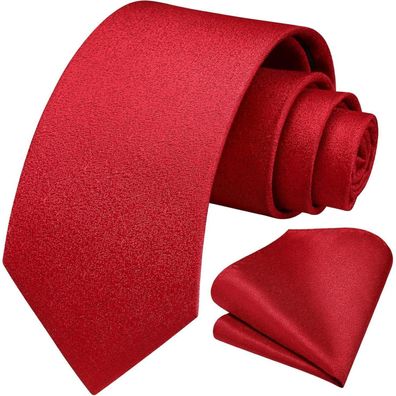 Hisdern Herren Krawatte & Einstecktuch Set - Einfarbig für Hochzeit, Party