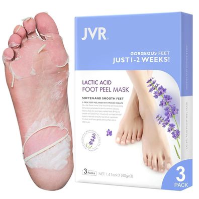 JVR Fußmaske mit Milchsäure - 3 Paar Fußpeeling Masken für sanfte