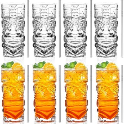 Inftyle Tiki-Gläser Set (237-400 ml) - Moderne Bar-Cocktailgläser für exotische