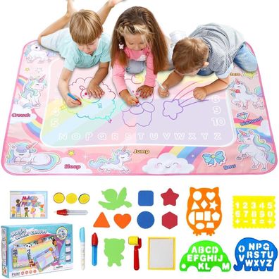LEcylankEr Wasser Doodle Matte 120x90cm XXL Aqua Magic Malmatte mit Zubehör für