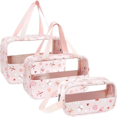 LEcylankEr Kosmetiktasche Transparent 3er Set, Wasserdicht PVC Kulturbeutel für