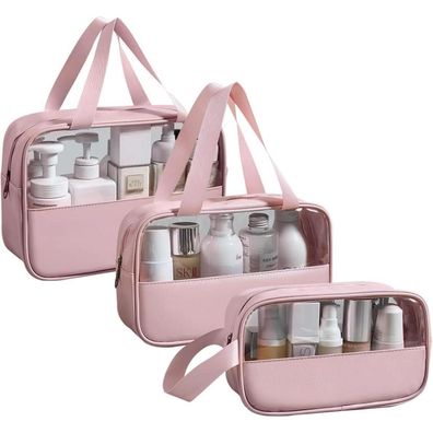 LEcylankEr Kosmetiktasche Transparent 3 Stück, Wasserdicht PVC Kulturbeutel für