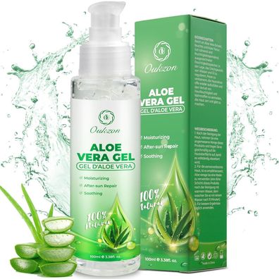 Oukzon Aloe Vera Gel 100ml - 100% natürliche After Sun Lotion für Gesicht