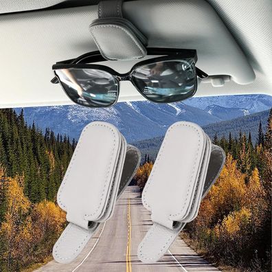 Tiesome Magnetischer Leder Brillenhalter für Auto Sonnenblende, 2 Stück