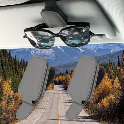 Tiesome Magnetischer Leder Brillenhalter für Auto Sonnenblende, 2 Stück