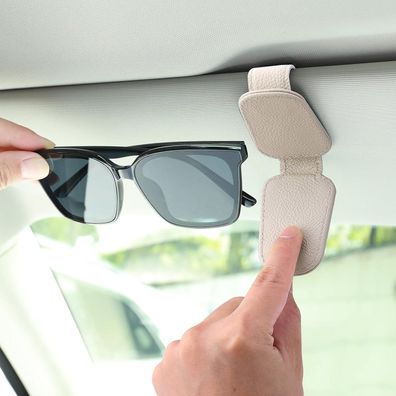 Tiesome Magnetischer Leder Brillenhalter für Auto - Beige
