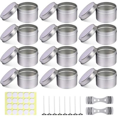 Beoiuczzy 12 Stück Kerzendosen 120 ml, runde Metalldosen mit Schraubdeckel für