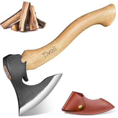 TIVOLI Survival Axt Outdoor XL - 42cm Kohlenstoffstahl Axt mit Walnussholzgriff