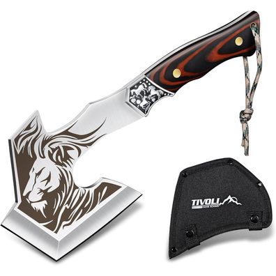 TIVOLI Spaltaxt Survival Outdoor Beil Full Tang Handbeil Campingaxt für Jagd