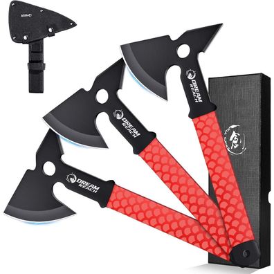 Dream Reach Outdoor Axt Set, 3-teiliges Campingbeil Full Tang Kleine Axt für