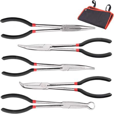 Swpeet Präzisions-Spitzzangen-Set, 27,9 cm, 5-teilig, lange Reichweite, gerade