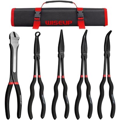 WISEUP 5-teiliges Spitzzangen-Set, 11" lange Reichweite, gerade, 45°/90°