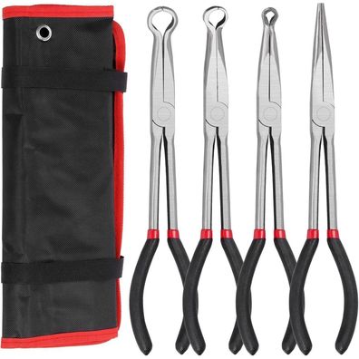 Swpeet 4-teiliges Schlauchgreifer-Zangen-Set, 11 Zoll lange Reichweite, gerade