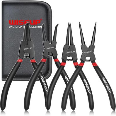 WISEUP 170mm Sicherungsringzangen Set (4 Stück) - Gerade für interne & externe