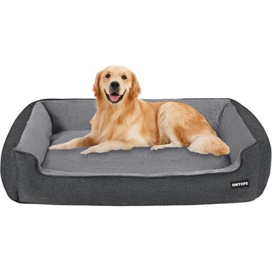 HMTOPE Hundebett Grau Spleißen, abnehmbar & waschbar, 110 x 86 x 26 cm