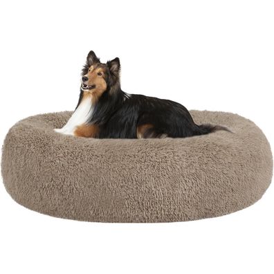 HMTOPE Orthopädisches Hundebett rund, 80 cm Ø, Kamelbraun - Kuschelig & Waschbar