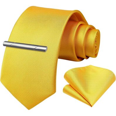 Hisdern Herren Krawatten Set: Schmale Krawatte, Einstecktuch und