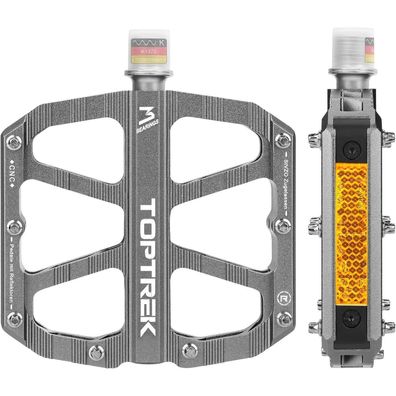 toptrek Fahrradpedale MTB mit StVZO Reflektoren, CNC Aluminium, rutschfest, 3