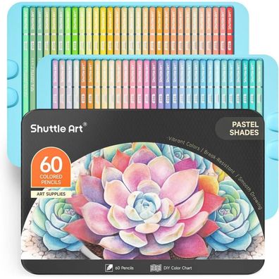 Shuttle Art Pastell Buntstifte Set, 60 Farben, Macaron Buntstifte für
