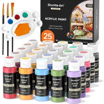 Shuttle Art Acrylfarben-Set, 25 Vintage-Farben, 60 ml Flaschen
