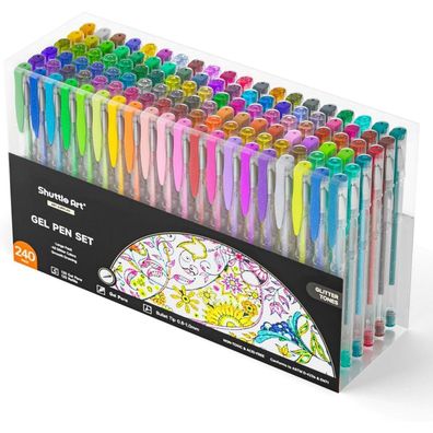 Shuttle Art Glitzer Gel Stifte Set, 240-teilig mit 120 Gelschreiber & 120
