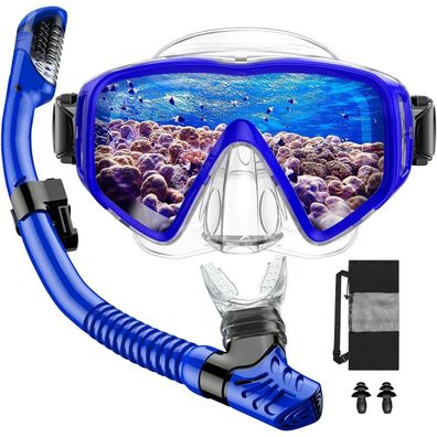 Jemulice Schnorchelset Erwachsene mit Dry Schnorchel und Anti-Fog Tauchmaske