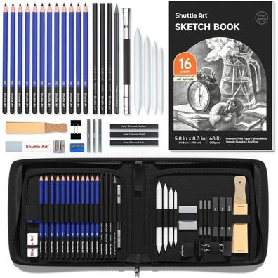 Shuttle Art Zeichenset 37-teilig: Professionelles Malset mit Graphitstiften