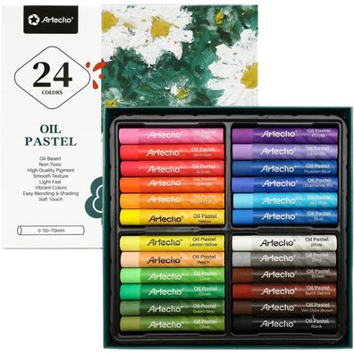Artecho Ölpastellkreide 24er Set - Lichtechte Farben für Künstler und Hobbymaler