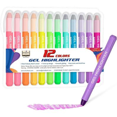 Shuttle Art 12er Set Gel-Textmarker mit feiner Spitze, ideal für Notizen und