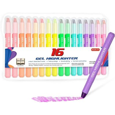 Shuttle Art 16er Gel Textmarker Set, 8 Farben, feine Spitze, ideal für Bibel