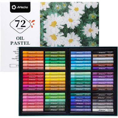 Artecho Ölpastellkreide Set, 72 starke, lichtechte Farben für Künstler und
