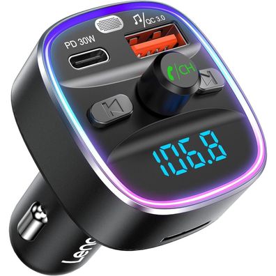 Lencent Bluetooth 5.4 FM Transmitter Auto Adapter 48W mit PD 30W & QC3.0 18W