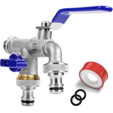 SPGOOD Garten Wasserhahn Doppel Auslaufhahn 1/2 Messing Rost- und