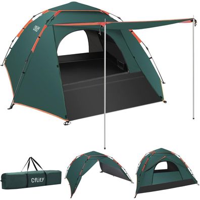 Cflity Pop Up Camping Zelt für 3 Personen, 3-Schicht, Wasserdicht, 4